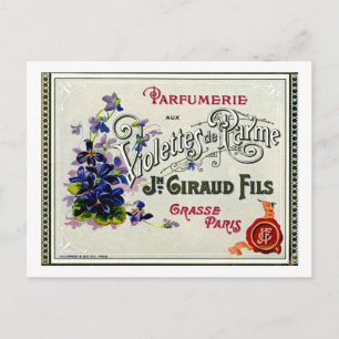 Carte Postale Étiquette de parfum violette française