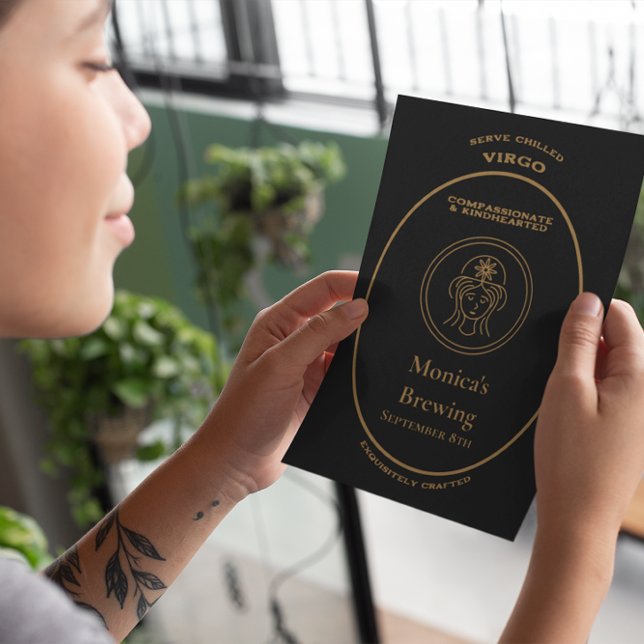 Carte Postale Étiquette de pharmacie personnalisée en or zodiaqu (Créateur téléchargé)
