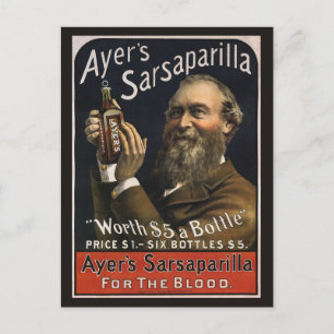 Carte Postale Étiquette de produit vintage, boisson Sarsaparilla