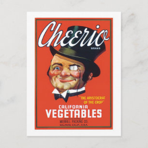 Carte Postale Étiquette de produits alimentaires de légumes vint