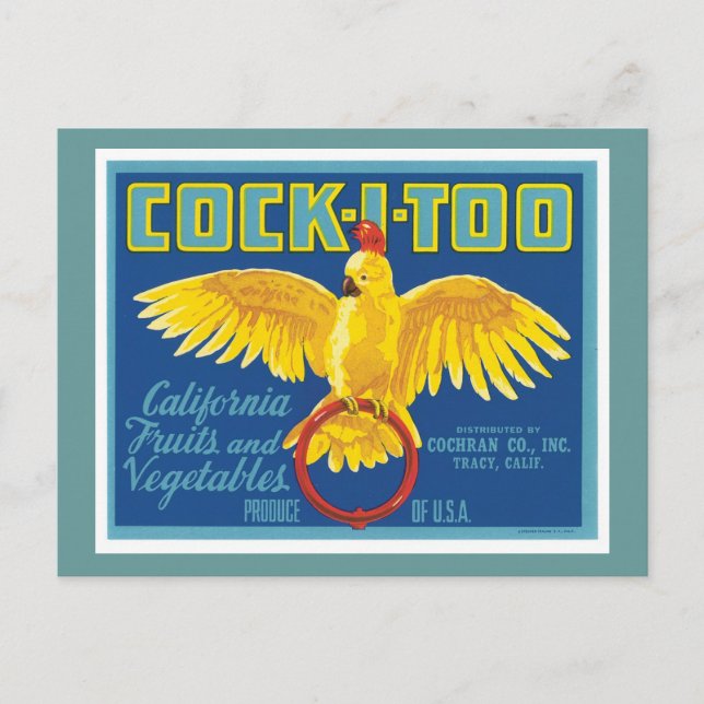 Carte Postale Étiquette de produits alimentaires Fruits et légum (Devant)