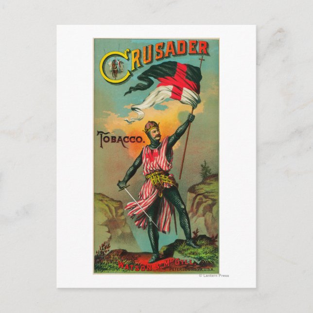 Carte Postale Étiquette de tabac CrusaderPétersbourg, Virginie (Devant)