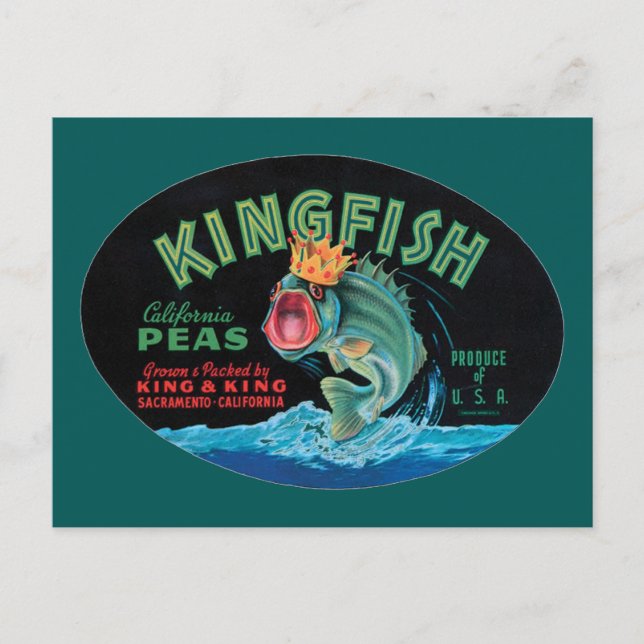 Carte Postale Étiquette de tourbe de poisson vintage (Devant)