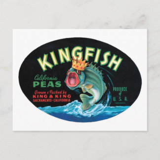 Carte Postale Étiquette de tourbe de poisson vintage