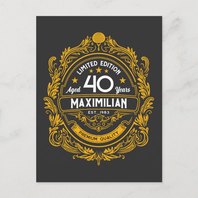 Carte Postale Étiquette de Whisky pour les 40 Ans de Naissance a (Devant)