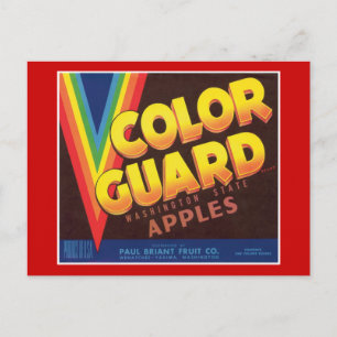 Carte Postale Étiquette des pommes Vintage Color Guard