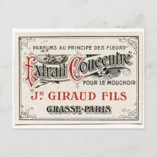 Carte Postale Étiquette parfum Paris vintage