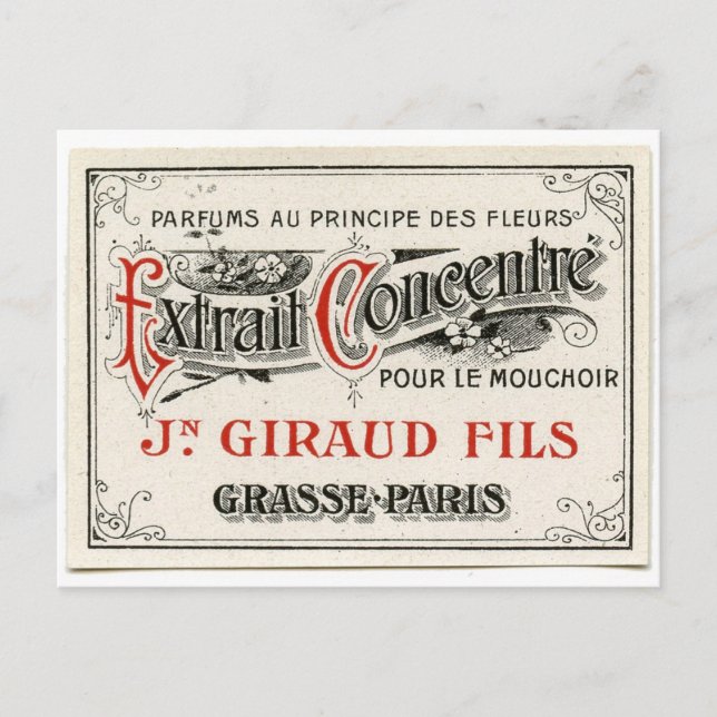 Carte Postale Étiquette parfum Paris vintage (Devant)