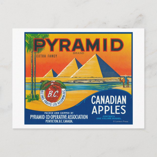 Carte Postale Étiquette Pyramide Apple - Penticton C.-B. Canada (Devant)