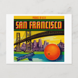 Carte Postale Étiquette San Francisco Orange