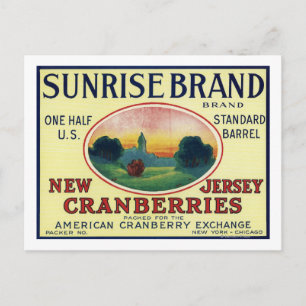 Carte Postale Étiquette Sunrise Brand Cranberry
