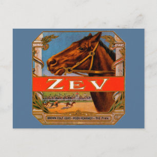 Carte Postale Étiquette vintage de Cigar, Colt Brown des Chevaux