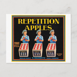 Carte Postale Étiquette vintage de friture de pommes de répétiti