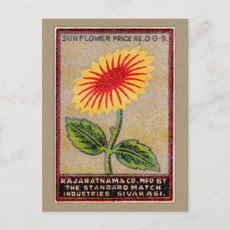 Carte Postale Étiquette vintage de match tournesol