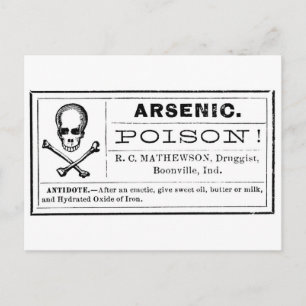 Carte Postale Étiquette vintage de poison d'arsenic