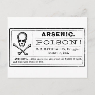 Carte Postale Étiquette vintage de poison d'arsenic