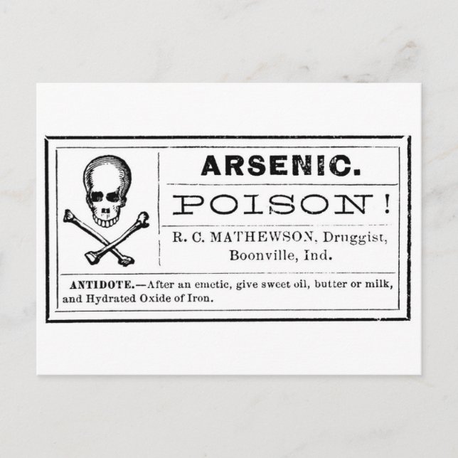 Carte Postale Étiquette vintage de poison d'arsenic (Devant)