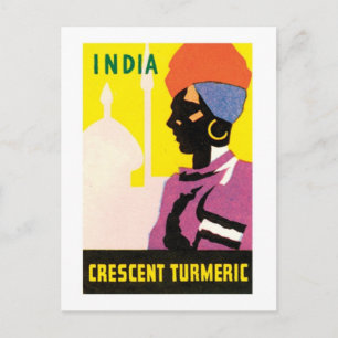 Carte Postale Étiquette Vintage du croissant de l'Inde