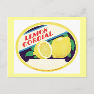 Carte Postale Étiquette vintage Lemon Cordial