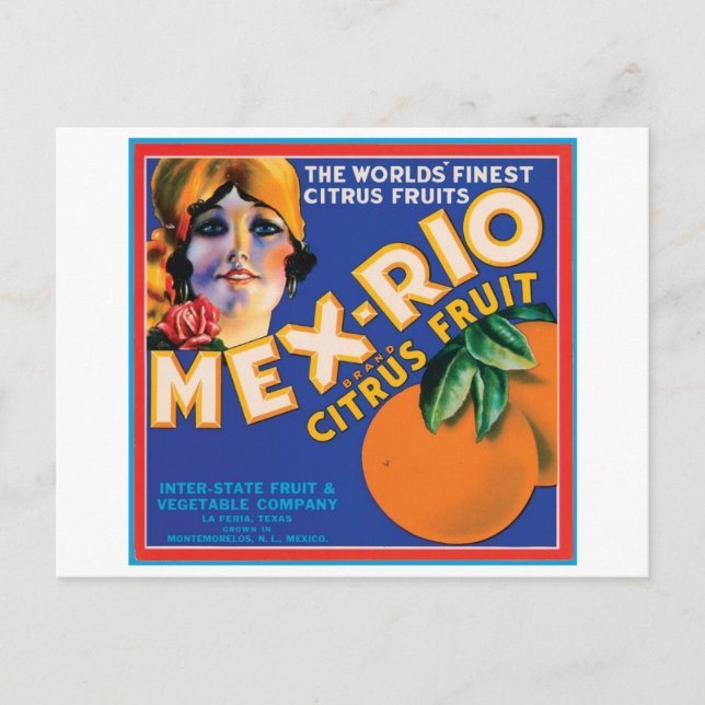 Carte Postale Étiquette Vintage Mex Rio (Devant)