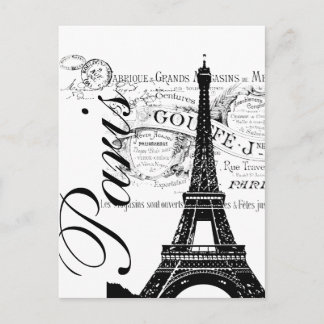 Carte Postale Étiquette vintage Paris & Tour Eiffel