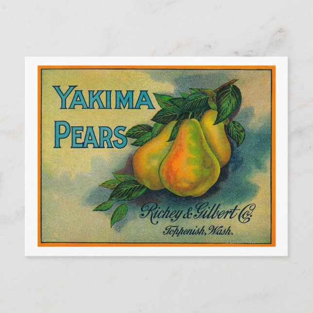 Carte Postale ÉtiquetteToppenish de Yakima Pears, WA (Devant)