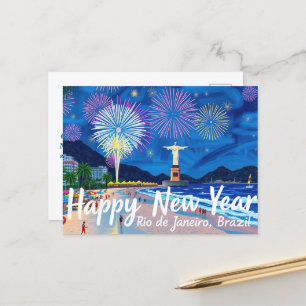 Carte Postale Étoile de feux d'artifice à Rio de Janeiro