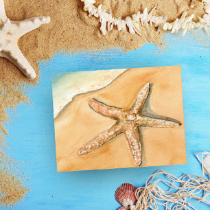 Carte Postale Étoile de mer à l'aquarelle sur la plage