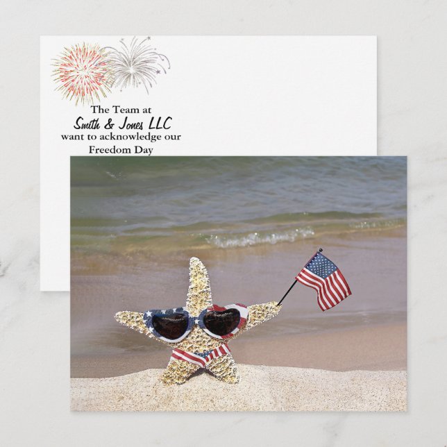 Carte Postale Étoile de mer avec drapeau américain (Devant / Derrière)