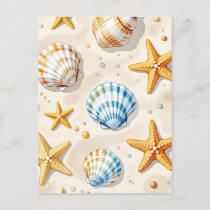 Carte Postale Étoile de mer coquillage bord de mer motif