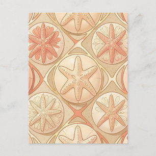 Carte Postale Étoile de mer corail pêche et dollar de sable