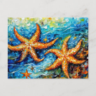 Carte Postale Étoile de mer dans une peinture à l'huile sous-mar