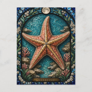 Carte Postale Étoile de mer, vitrail Tide Star