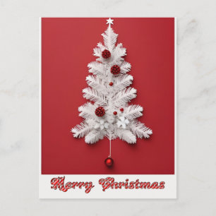Carte Postale ✨ Étoile de Noël Arbre Blanc Festif Ornements Roug