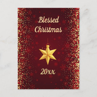 Carte postale étoile dorée de Noël bénie