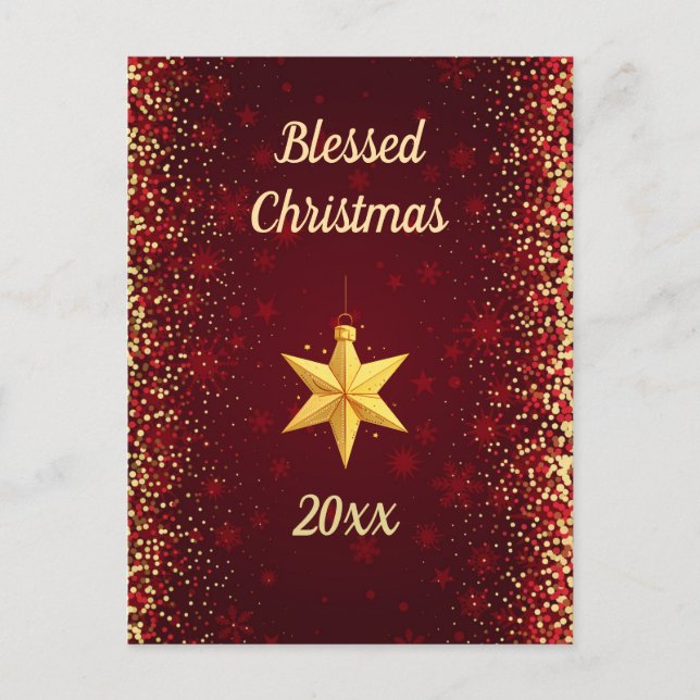 Carte postale étoile dorée de Noël bénie (Devant)