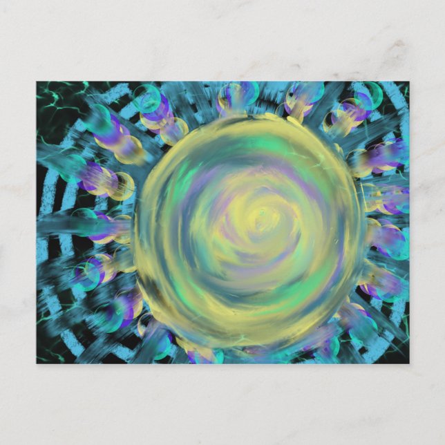 Carte Postale Étoile jaune en spirale, art prophétique moderne (Devant)