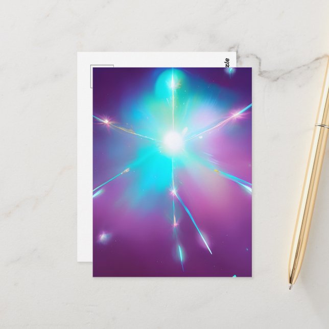 Carte Postale Étoile spatiale surréaliste (Devant/Arrière en situation)