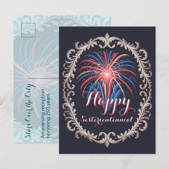 Carte Postale Étoiles au-dessus de la ville • 1776-2026 Invitati (Devant / Derrière)