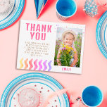 Carte Postale Étoiles colorées Fille Merci d'anniversaire Photo<br><div class="desc">Stars Colorés Fille Anniversaire Merci Photo Carte Postale. La carte a des étoiles colorées et des vagues sur l'avant et l'arrière. Super comme carte de remerciements pour les filles. Joli carte de remerciements d'anniversaire avec une photo et merci note pour vos amis et votre famille. Ajoutez votre photo et personnalisez...</div>