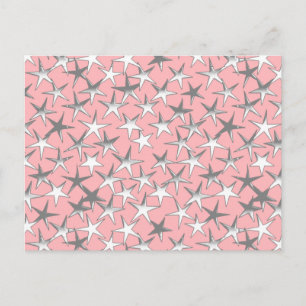 Carte Postale Étoiles d'argent, sur rose coquille