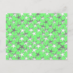 Carte Postale étoiles d'argent, sur vert citron