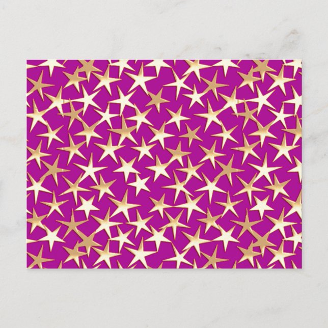 Carte Postale étoiles d'or sur améthyste violet (Devant)