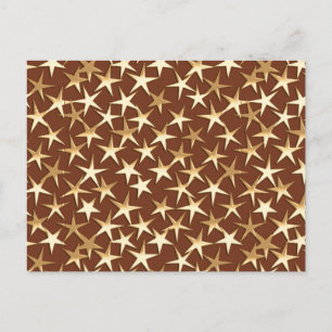 Carte Postale Étoiles dorées sur fond brun chocolat