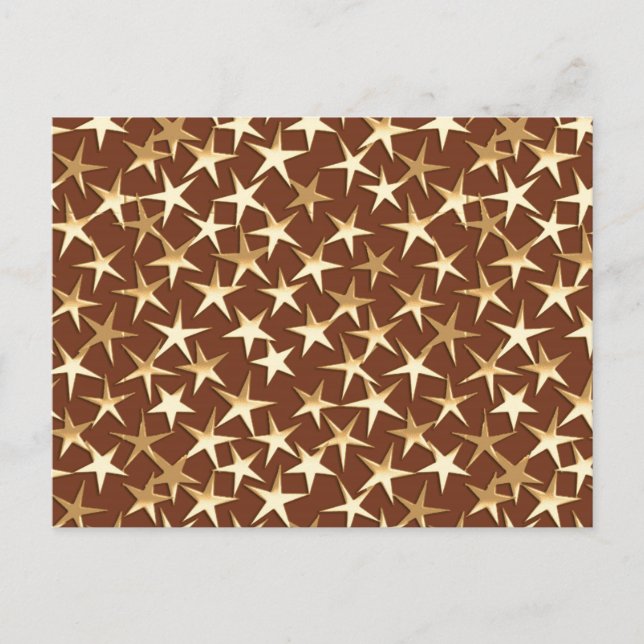 Carte Postale Étoiles dorées sur fond brun chocolat (Devant)
