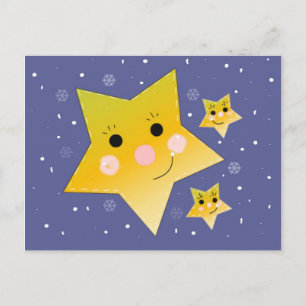 Carte Postale Étoiles dorées sur fond de ciel bleu