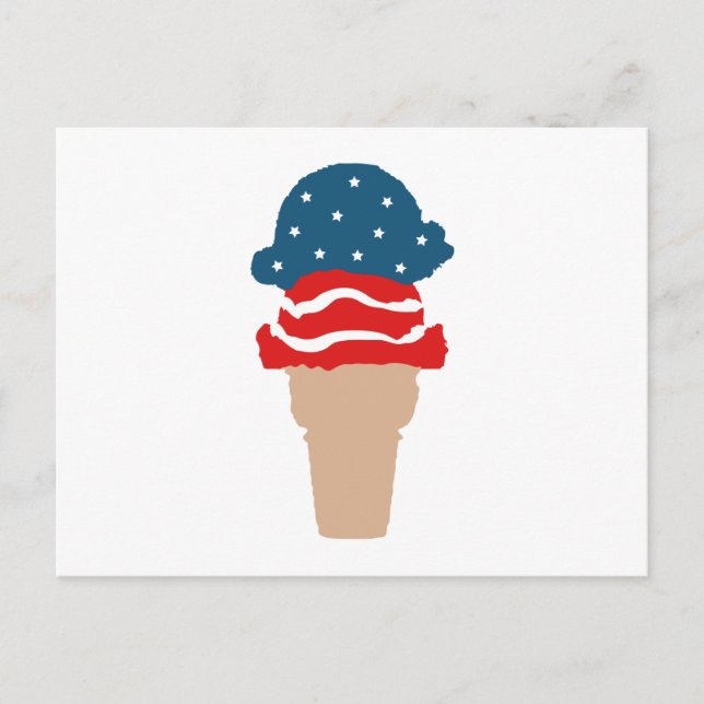 Carte Postale Étoiles et rayures Ice Cream Cone (Devant)
