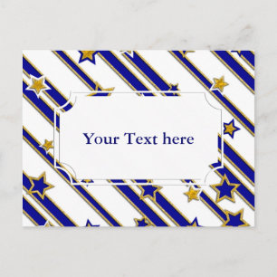 Carte Postale Etoiles & Grilles Motif or bleu + vos idées