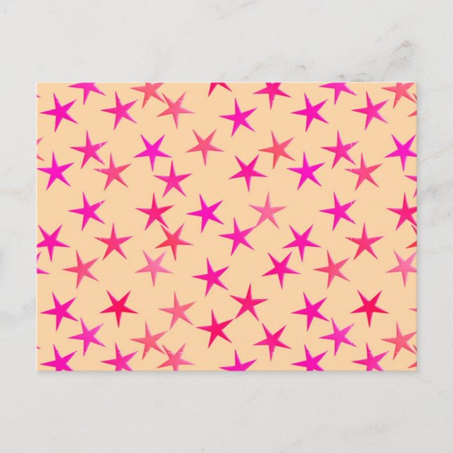 Carte Postale Étoiles satinées, teintes roses sur pêche (Devant)