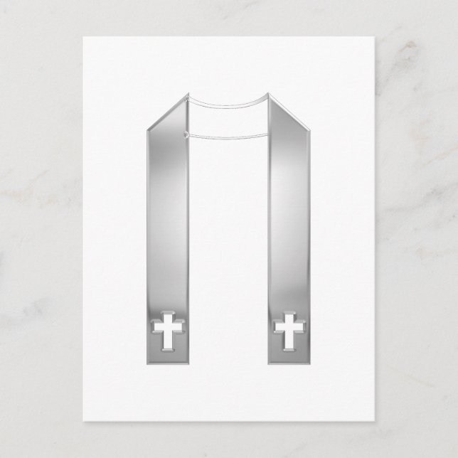 Carte Postale Étole de prêtre argentée 3-D (Devant)